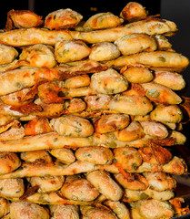 Bread Ahead pastry produce: bread sticks with tomato and olives