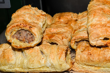Sausage rolls for sale at the market