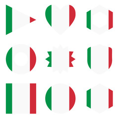 Set of nine form Italy. Vector icons. National flag of the