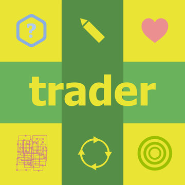 Text Trader. Business concept . Can be used for workflow layout, diagram, business step options, banner