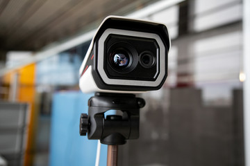 Thermal imaging camera at the airport. It is used to detect airport passengers temperature and...