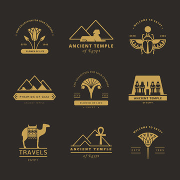 A large collection of vector logos on travel, Egypt and abstract topics.