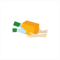 Concept of an online delivery service, tracking online orders, home and office delivery. Courier in protective gloves. Vector illustration.