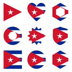 Set of nine form Cuba. Vector icons. National flag of the Cuba