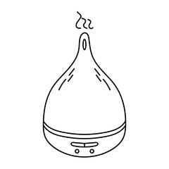 Air humidifier with steam jet outline icon. Electronic device for wetting indoor air. Illustration for fight against dry skin, good for breathing. Vector illustration isolated on white background.