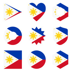 Set of nine form Philippines. Vector icons. National flag of the Philippines