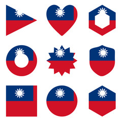 Set of nine form Taiwan. Vector icons. National flag of the Taiwan