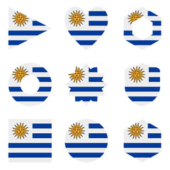 Obraz na płótnie Canvas Set of nine form Uruguay. Vector icons. National flag of the Uruguay