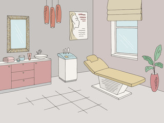 Cosmetology office clinic graphic color interior sketch illustration vector
