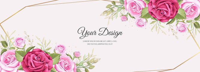 beautiful banner floral and leaves template