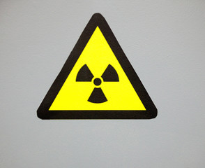 Ionizing radiation trefoil symbol on the metal surface