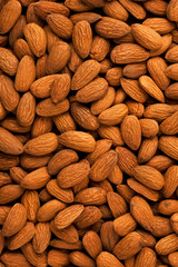 Almonds nuts background and texture.