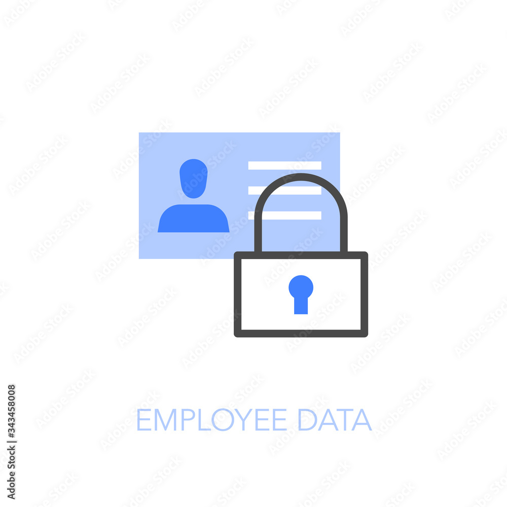 Aufkleber employee data symbol with a padlock and identity card. easy to use for your website or presentation.