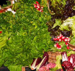 Local produce for sale displayed at the market.