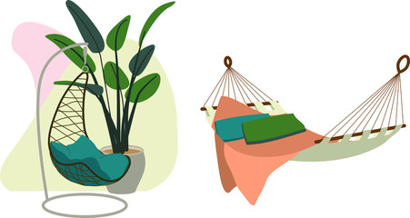 hammock flat illustration pastel colors