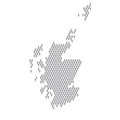 Scotland population infographic. Map made from stick figure people