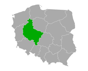 Obraz premium Karte von Wielkopolskie in Polen