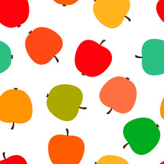 Seamless pattern of apples. Vector illustration on a white background. 