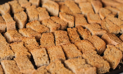 Home cooked rusks on a pan taken out of the oven