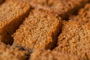 Home cooked rusks on a pan taken out of the oven