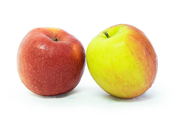 Two fresh Apple fruit isolate on white background. selective focus, soft focus.