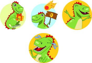 
funny character dinosaur emotions stickers