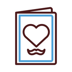 card with dad mustache and heart line style icon