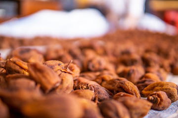 Japanese Dried Persimmon (Hoshigaki) hanged on strings to dry a common sight in Da Lat, Vietnam and placed in an airtight house. Good for health.