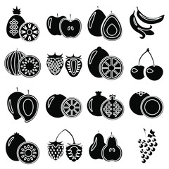 Black fruits collection pack in vector on white background