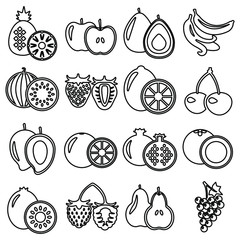 Fruits collection pack in vector on white background