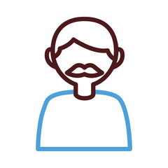 young dad with mustache avatar line style icon