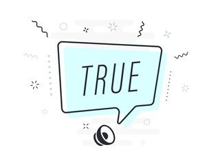 true, tag design template, discount speech bubble banner, app icon, vector illustration