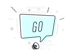 go, tag design template, discount speech bubble banner, app icon, vector illustration