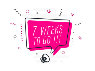 7 weeks to go, tag design template, discount speech bubble banner, app icon, vector illustration