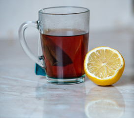 one cup of tea and lemon
