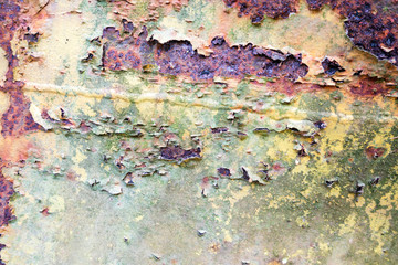 Old grungy, rusty and weathered snow plow closeup shot. Texture, pattern and backdrop concept.