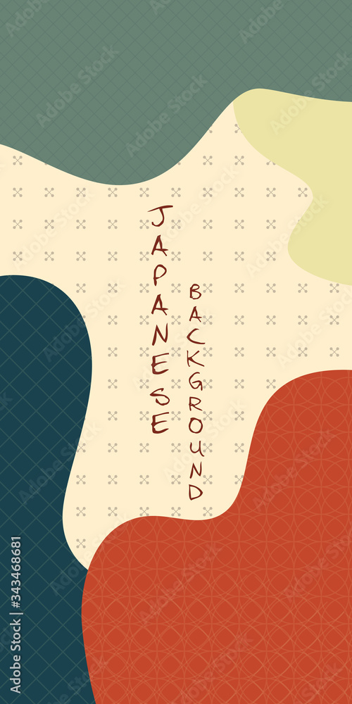 Poster abstracts japanese shapes square on multi color gradient background