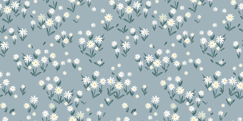 Hand drawn ditsy flower field seamless pattern, cute floral background, great for textiles, banners, wallpapers - vector design