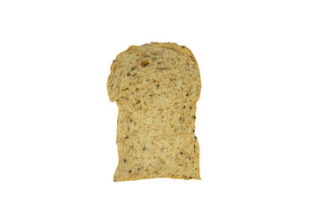 Slice of bread on a white background