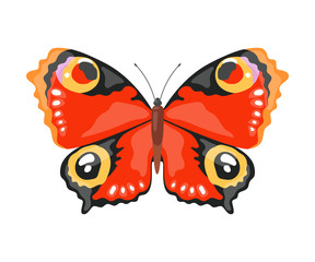 Fototapeta premium Monarch Tropical Butterfly, Beautiful Colorful Flying Insect Decorative Element Vector Illustration