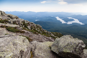 Rocks and Adirondack Mountains view