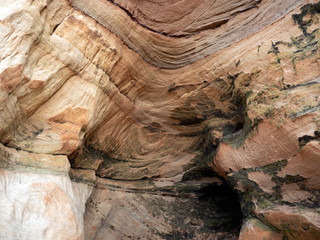 Geological sandstone outcrop, close-up of an abstract wavy pattern