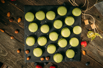 Sweet green matcha macaron cakes dessert 