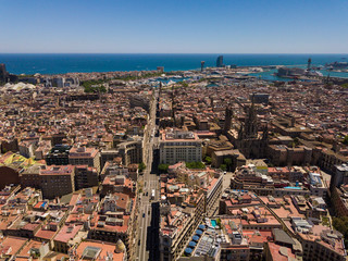 Top view on the Panorama of the city of Barcelona