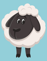Standing cute sheep. Farm animal in cartoon style.