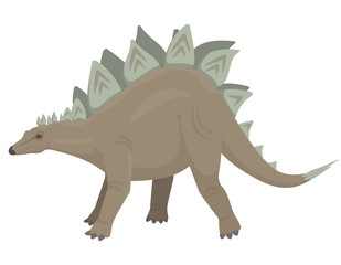 Stegosaurus in cartoon style. Herbivorous dinosaur isolated on white background.