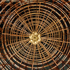Full Frame Shot Of Circular Shape Gold Metallic Ceiling