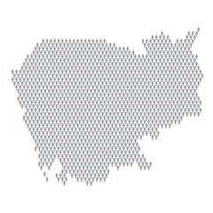 Cambodia population infographic. Map made from stick figure people