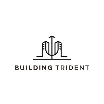 Trident building logo icon vector designs