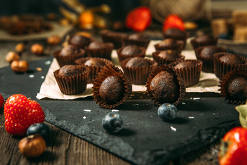 Gourmet chocolate truffles sweets candies dessert